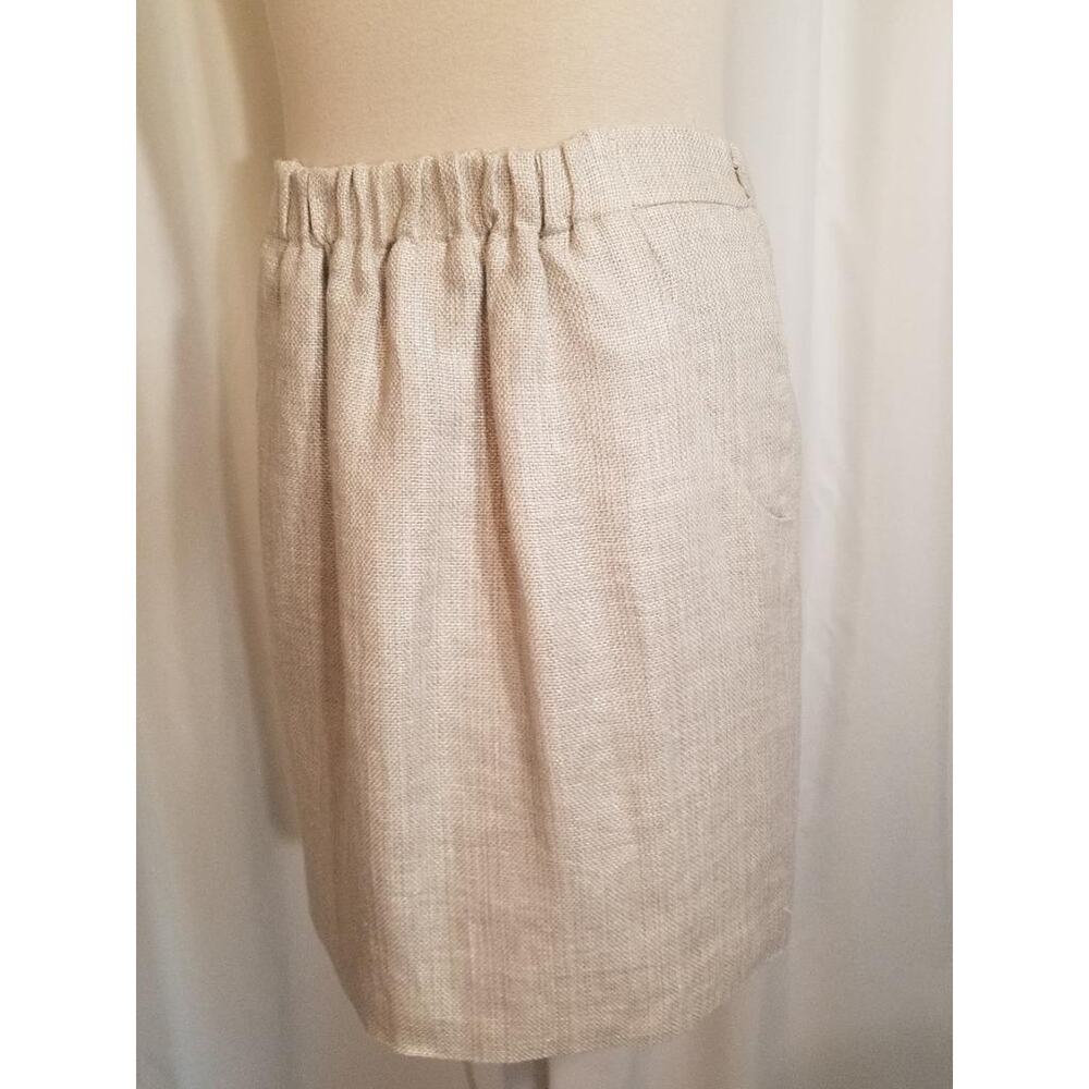 Ann Taylor LOFT Woven Shimmer Metallic Ivory Gold Pockets Skirt Short Boots! 4 - Picture 3 of 7